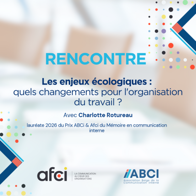 Visuel de la rencontre ABCi et Afci du 16 novembre 2026 sur les enjeux écologiques et l'organisation du travail, avec Charlotte Rotureau, Christine Donjean et Jean-Marie Charpentier.